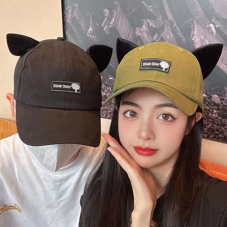 Topi visor Pria / Wanita Desain Telinga Kucing Dengan Kacamata Hitam Untuk outdoor