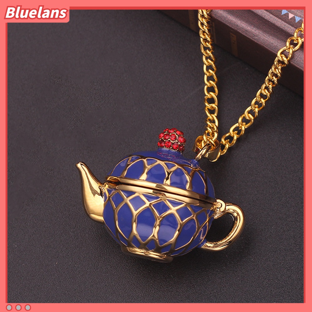 Kalung Rantai Panjang Liontin Teko Teh Aksen Berlian Imitasi Untuk Wanita