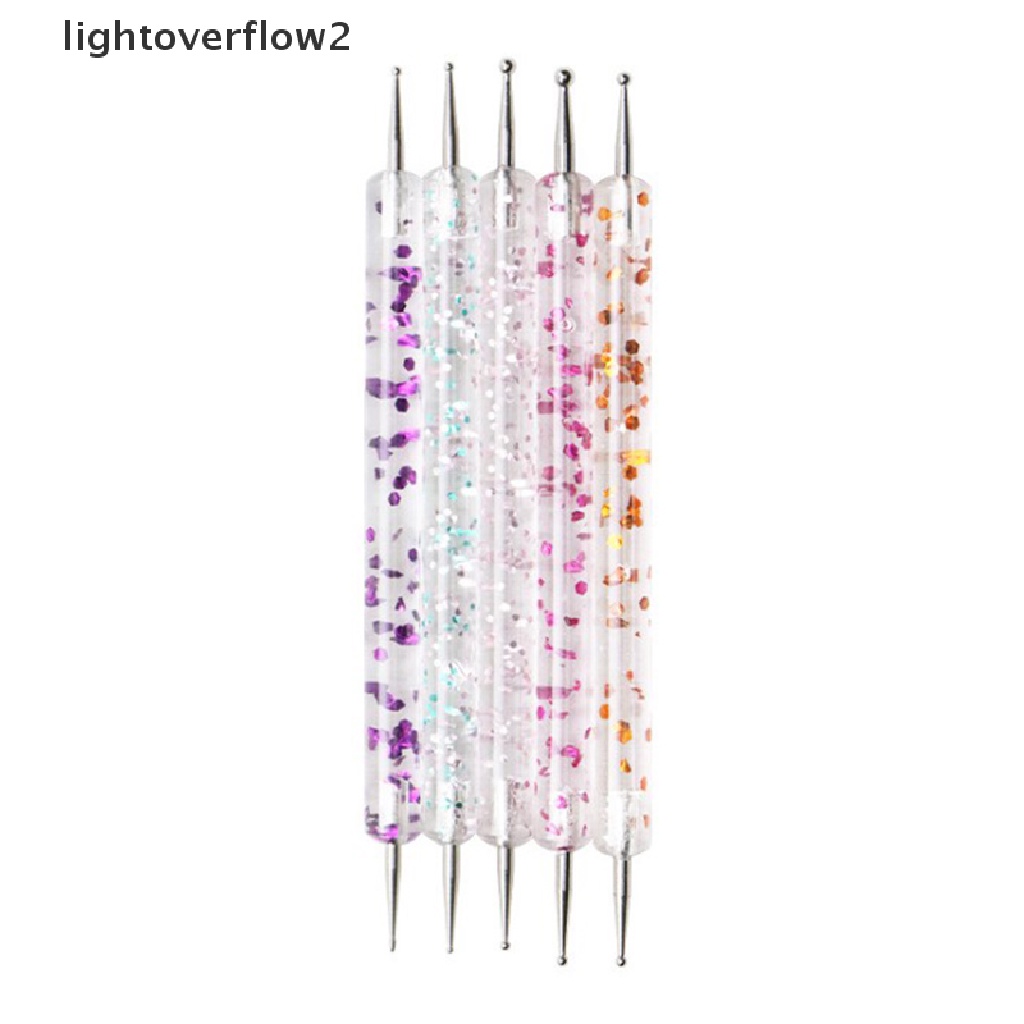 (lightoverflow2) 5pcs / Set Pena Dotting 2 Sisi Untuk Nail Art / Manicure (ID)