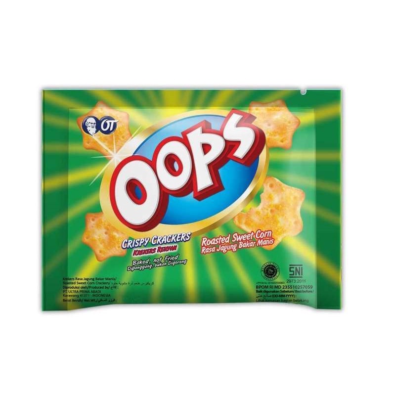 

Oops Snack Crispy Crackers Roasted Sweet Corn Sachet - Hijau