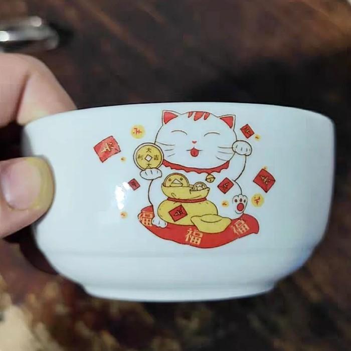 mangkok set/mangkok keramik/mangkuk set/mangkuk keramik/lucky cat