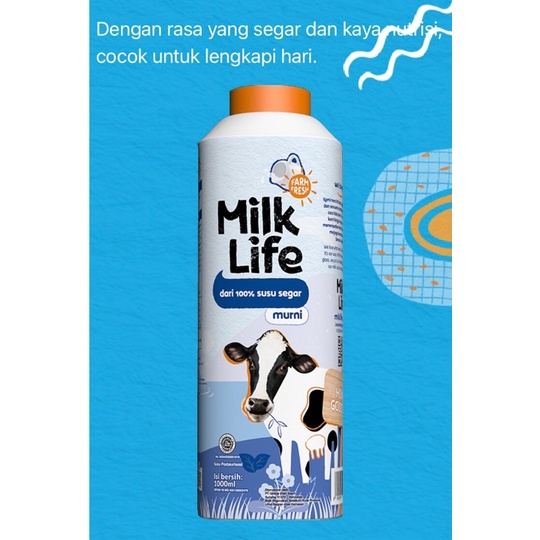 

Susu Segar Fresh Milk MILK LIFE 1 Liter 1000 ml rasa Murni / Plain -- MILKLIFE
