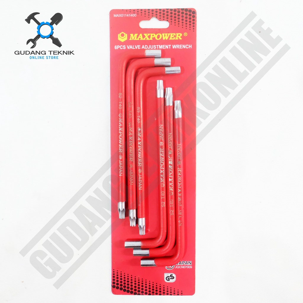 Kunci L Bintang Panjang SET Stel Klep Motor T40 S2 MAXPOWER 6pcs  / Kunci Setelan Klep Kendaraan T40 MAXPOWER  6 Pcs