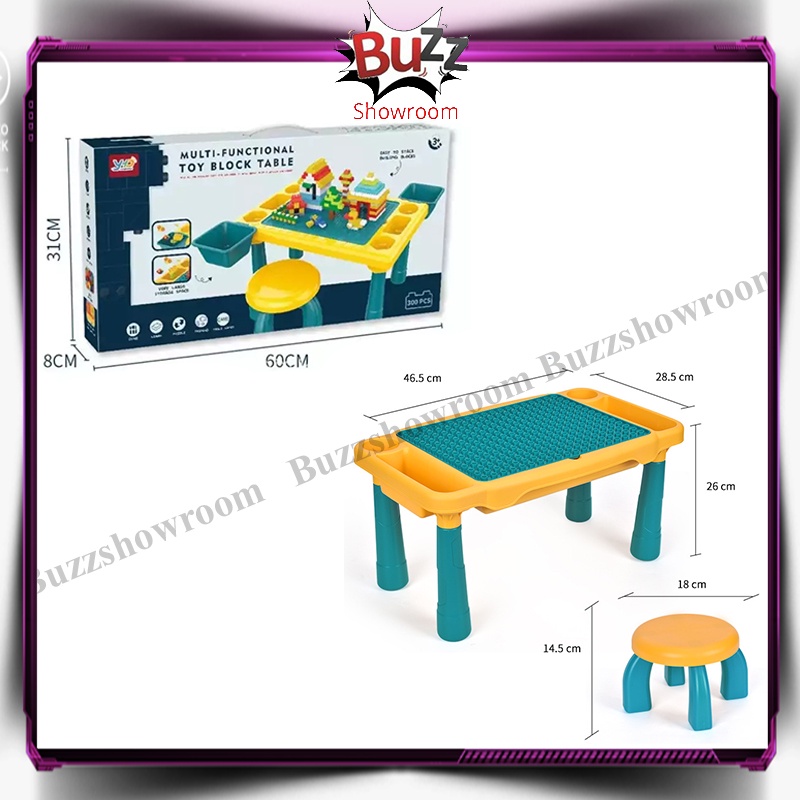 Multifunctional Toy Block Table Meja Belajar Main Brick Anak Multifungsi