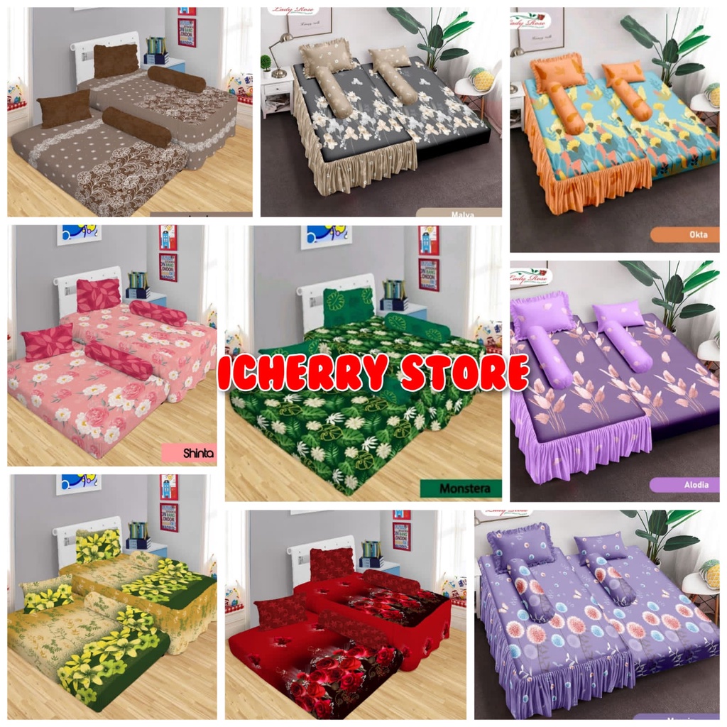 Sprei Lady Rose 3D Sorong Duo 2in1 Rumbai 120x200 Motif Malva, Maudy, Okta, Luxio, Monstera, Janet, 
