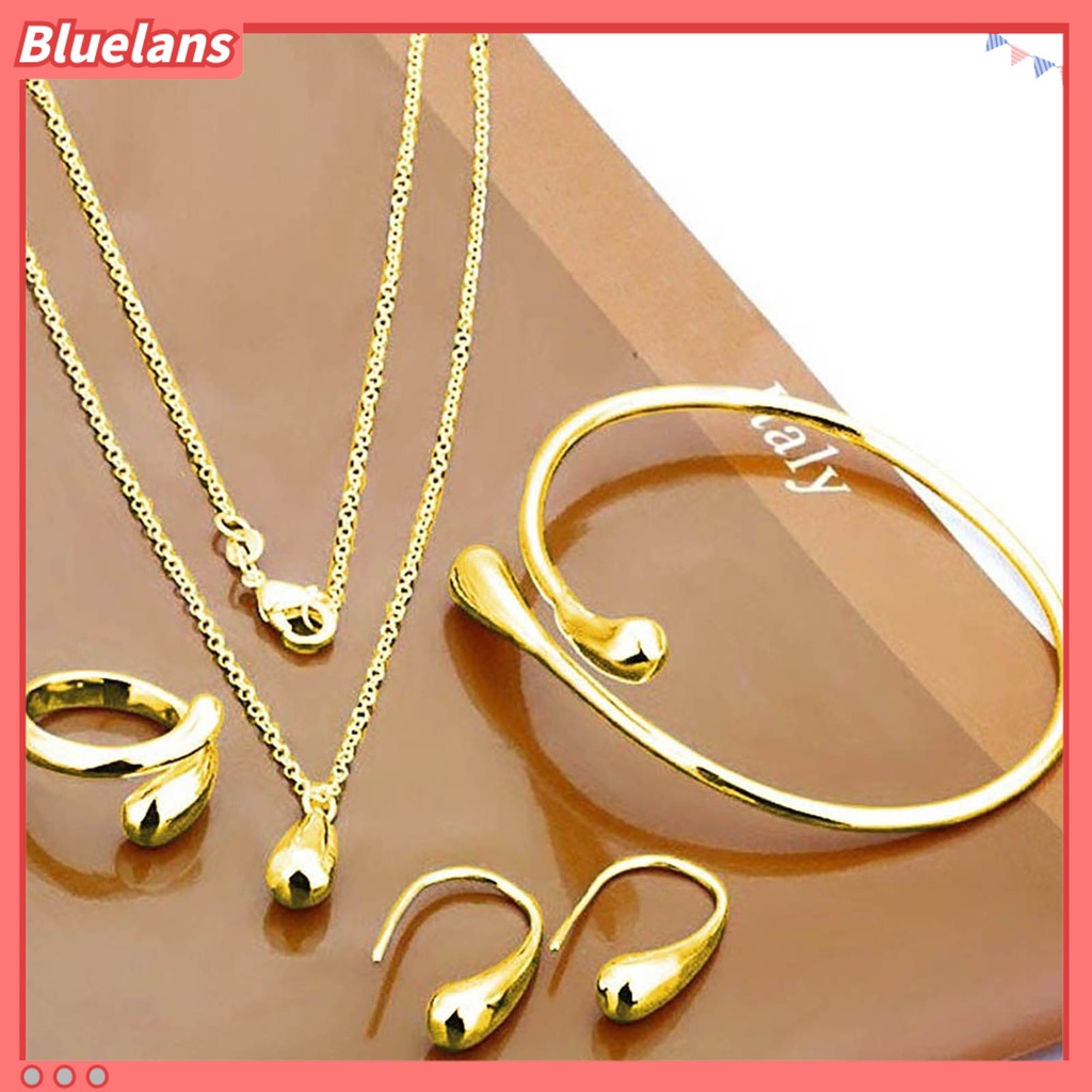 Bluelans 4Pcs Necklace Set Teardrop Charm Compact Alloy Teardrop Charm  Earrings Set