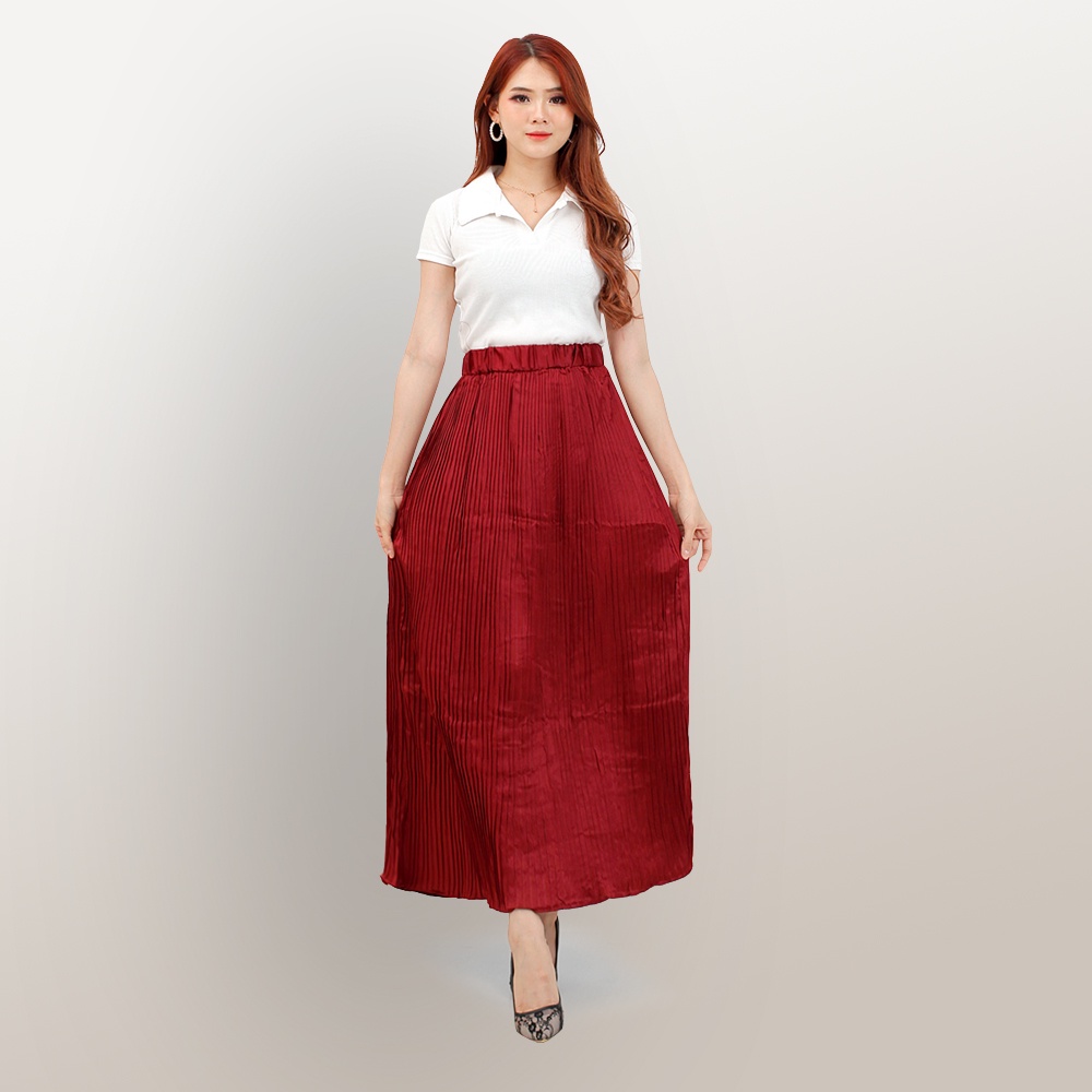 Rok Maxi Lurus Frisket Plead Wanita Dewasa Model Terbaru - XSHOP Aoi