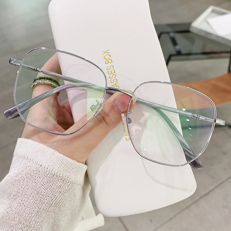 Ready Stock Vintage Metal Eye Glasses for Men and Women Polygonal Large Frame