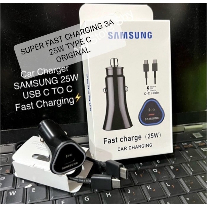 Original Samsung Car Charger Type C 25W 3A Super Fast Charging Adaptor