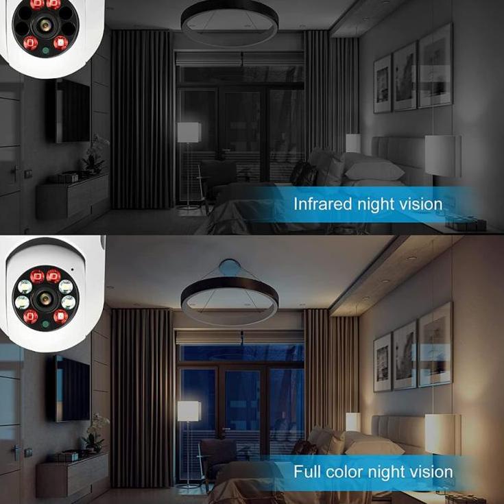 Super Kualitas 2MP WIFI E27 Lamp Bulb IP Camera Night Vision PTZ Security Camera CCTV Video Surveillance