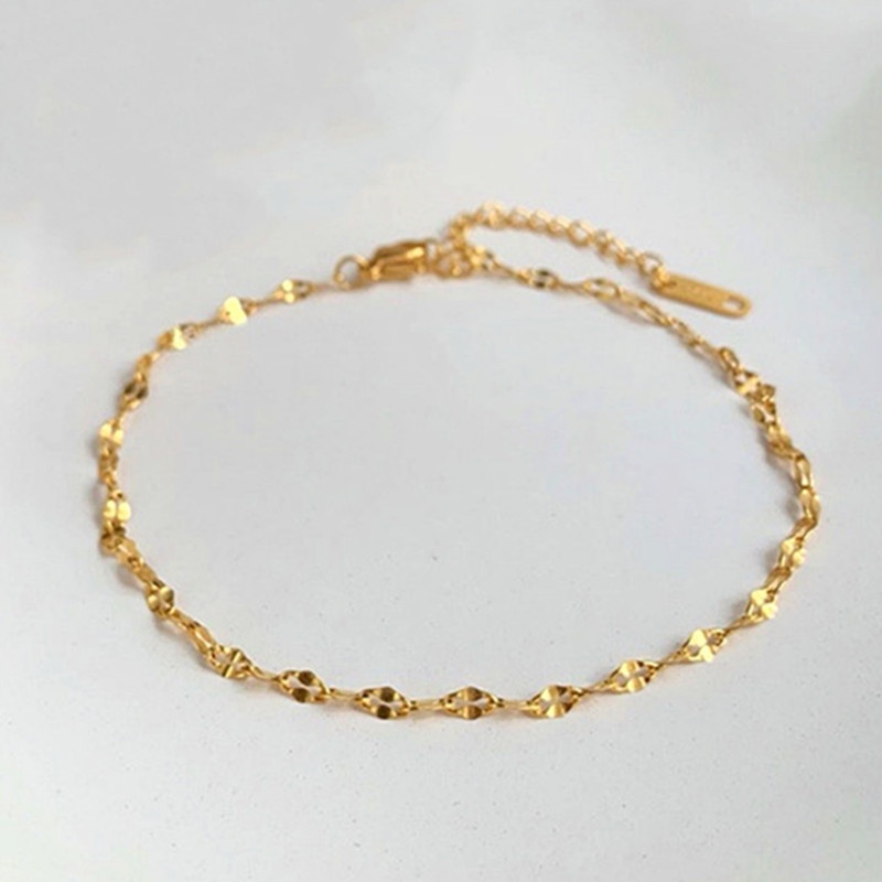 SEALOVE Gelang Kaki Wanita Titanium Anti Karat Perhiasan Fashion Emas 18k simple