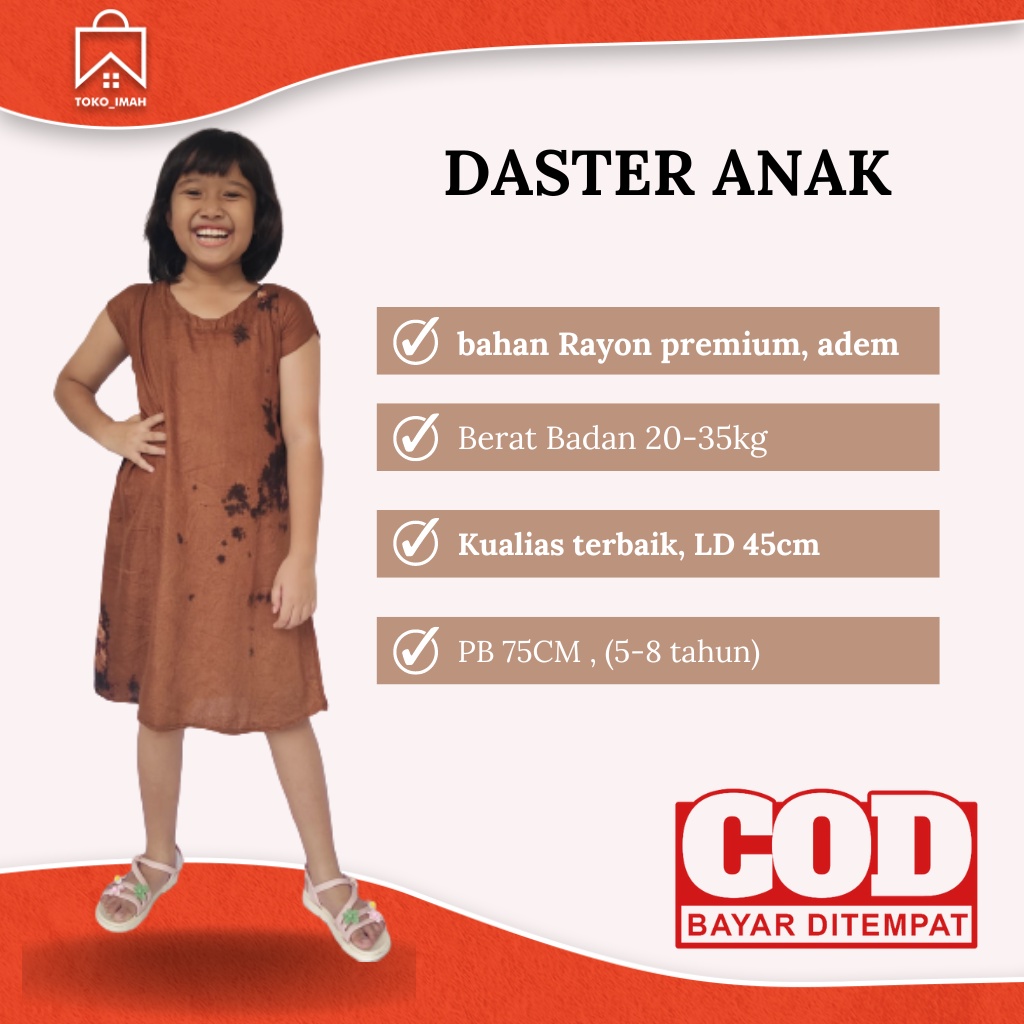 Daster Anak Perempuan / Home Dress Anak Perempuan 5-8 Tahun bisa cod tokoimah