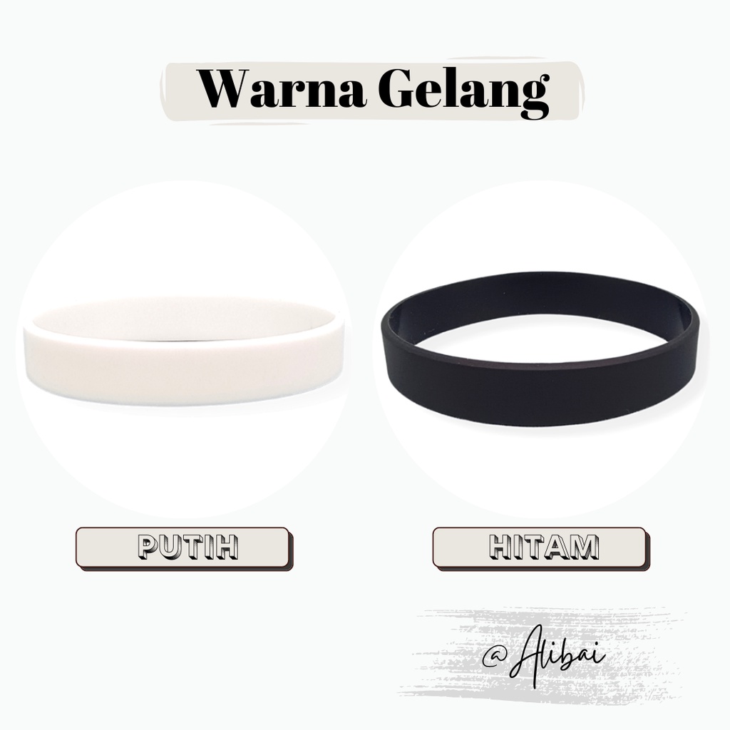 Gelang Karet Distro - Hitam Putih Polos - Rubber Bracelet Fashion Pria Sport