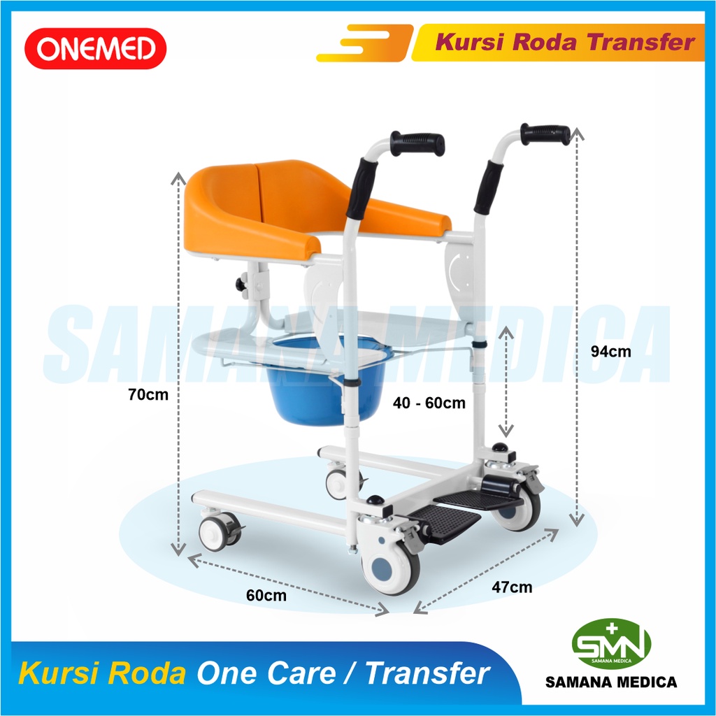 Kursi Roda Transfer / One Care ONEMED ALK902 + Commode / Onecare Chair Kursi BAB + Mandi Promo Murah