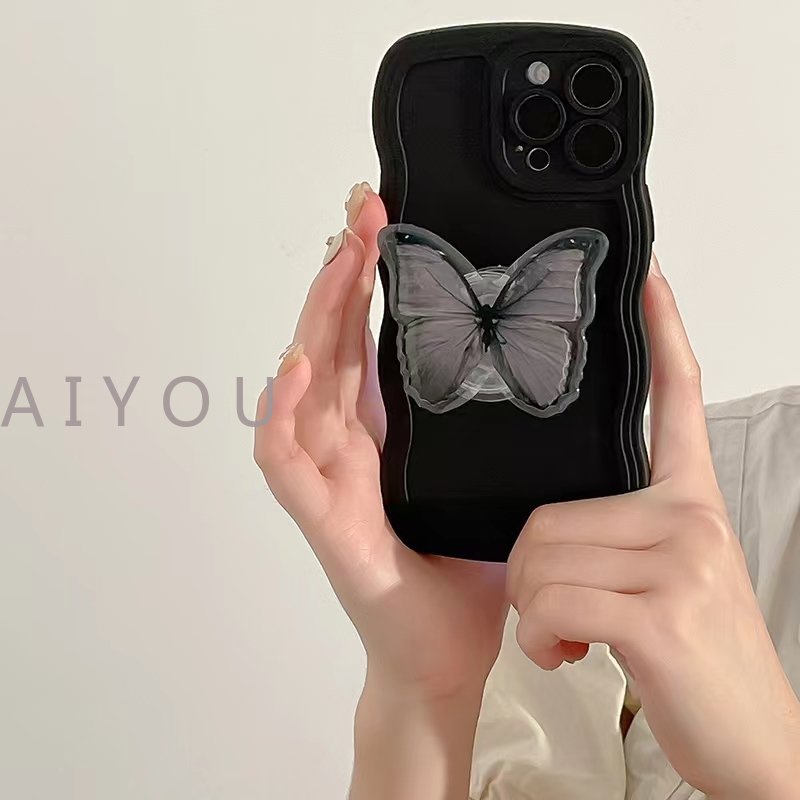 Case Pelindung Penuh Tahan Banting Desain Butterfly Stand Holder Untuk IPhone 14 13 12 11 Pro Max X XS XR