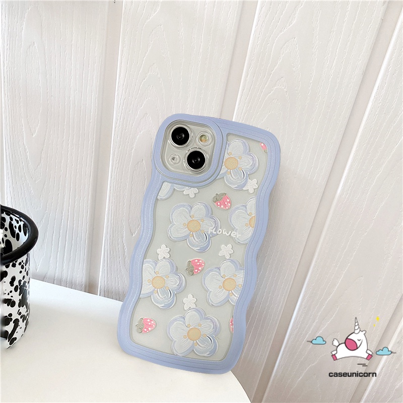 Case Samsung A14 A04 A50 A04s A12 A04E A32 A23 A03 A21s A20s A31 A11 A51 A53 A33 A22 A20 A30 A02s A03s A50s A30s A13 5G A52 M32 M22 F22 A52s Fashion Bunga Wavy Frame Soft Cover