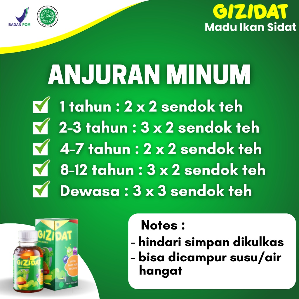 GIZIDAT ORIGINAL 130ml | Madu Penambah Nafsu Makan Anak &amp; Berat Badan | Multivitamin Terbaik Untuk Anakko