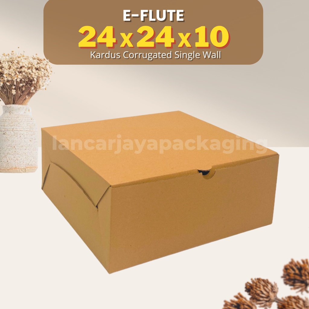 

E-FLUTE Kardus Corrugated Kotak Packing Hampers Kue Snack 24x24x10 cm