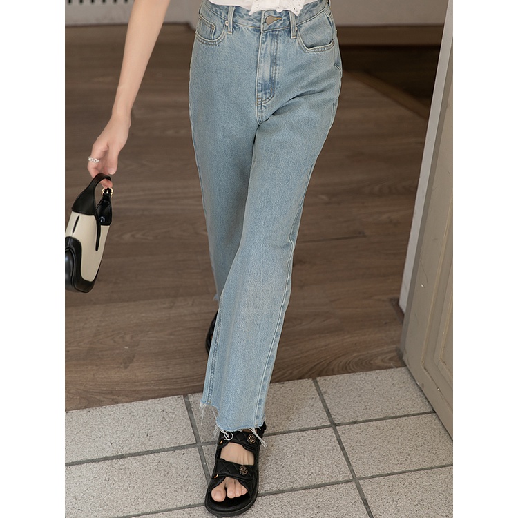 New biru muda highwaist murah celana jeans panjang wanita