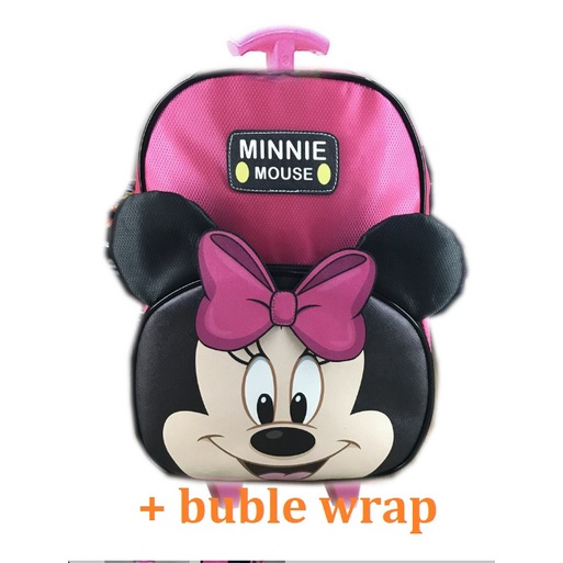 FREE ONGKIR + PROMO TERMURAH !!! Tas Troley Sekolah TK 3D MINI MICKEY MOUSE Muka Kuping 3D Timbul