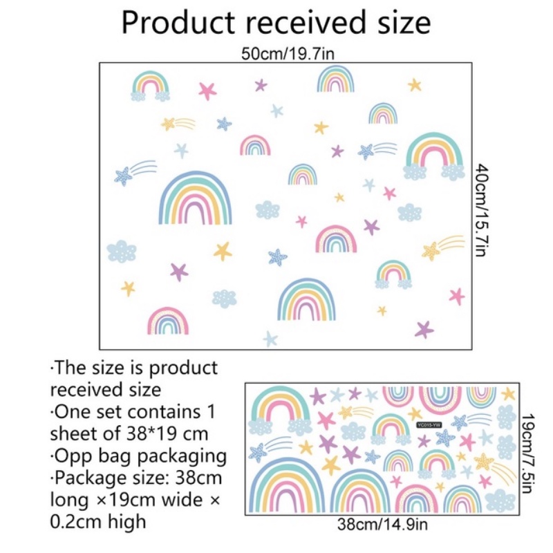 Stiker Dinding Motif Kartun Pelangi / Awan / Bintang Glow in the Dark Untuk Dekorasi Kamar Anak