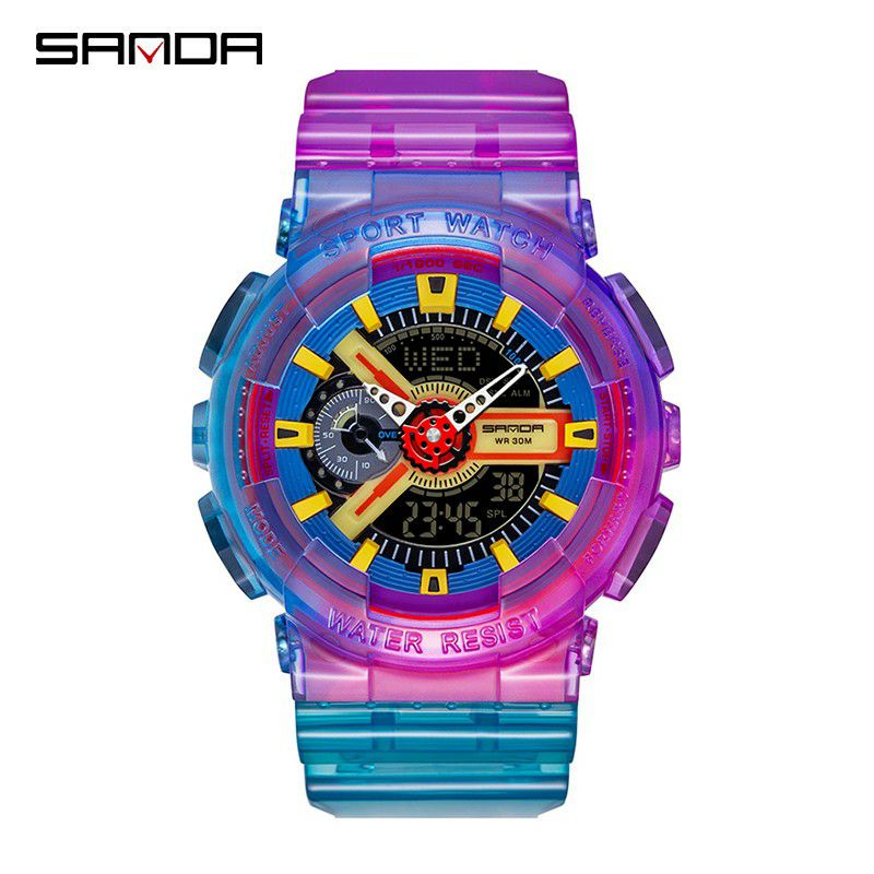 VIRAL SANDA 3125 Jam Tangan Pria Digital Analog Tali Rubber Shockproof Anti Air