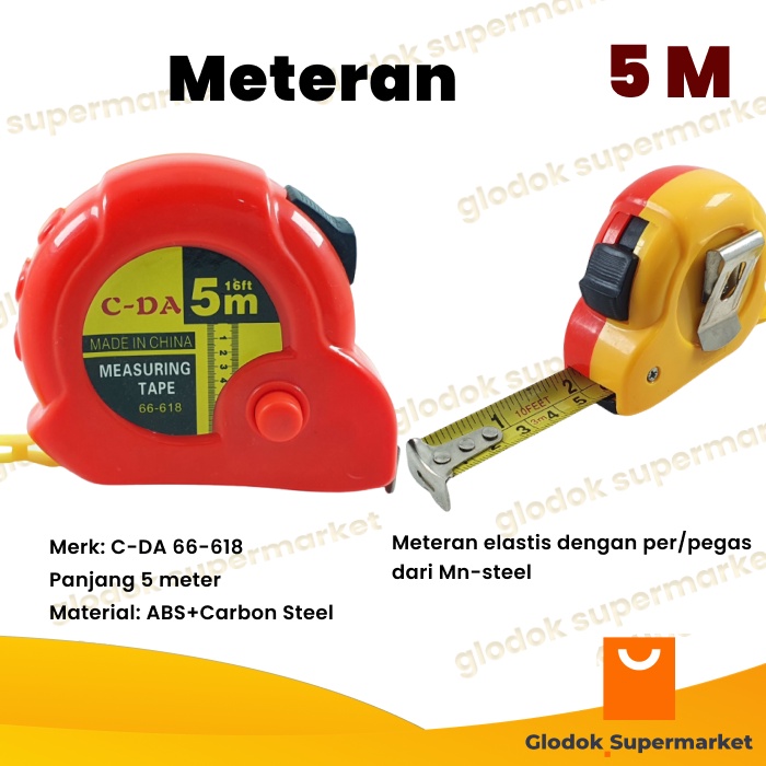 Meteran 5m Roll Meter 5 Meter Gulungan Meteran C-DA 66-618 Measuring Tape