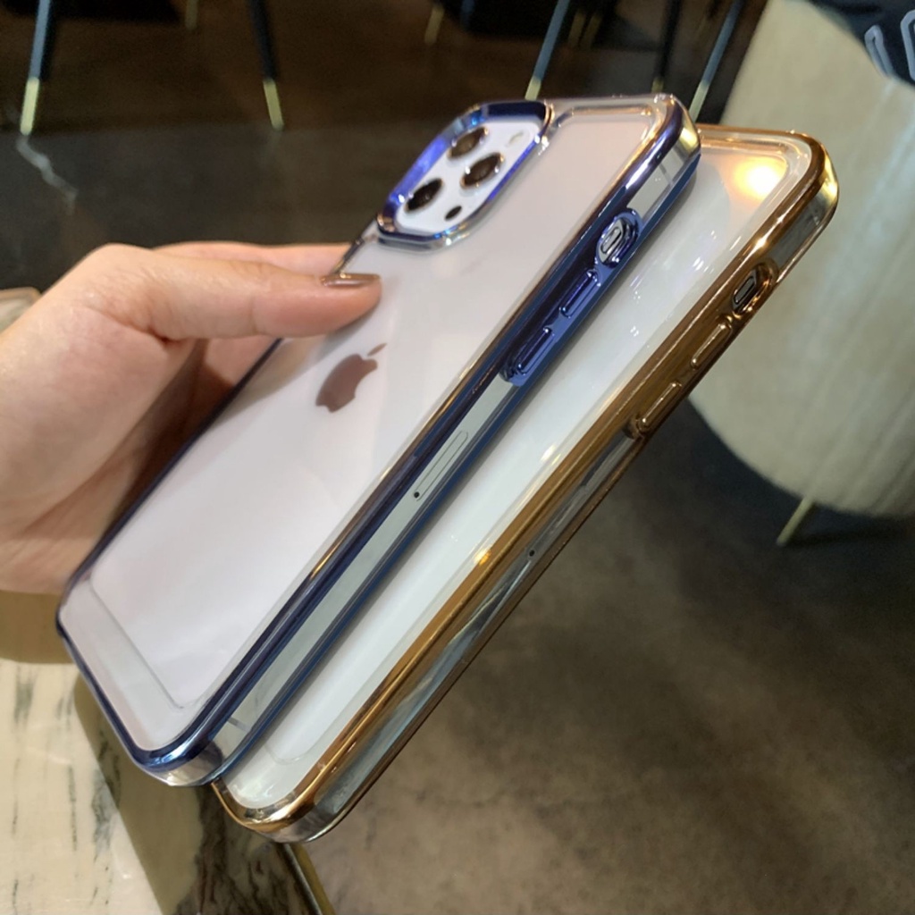 Case Transparan Dengan Frame Metal Untuk iPhone 14 13 12 11 Pro X XS MAX XR