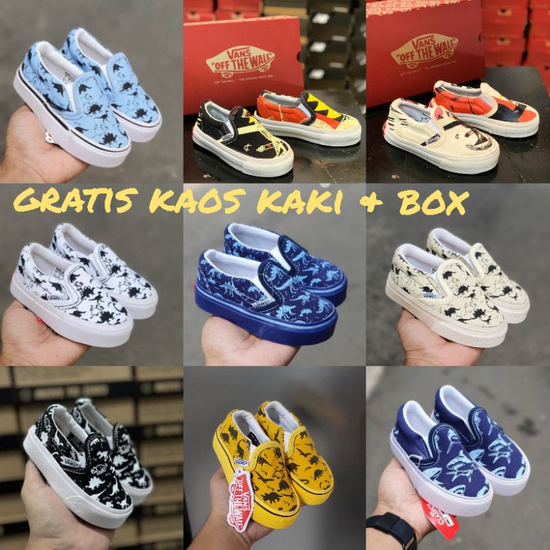 KUALITAS TERBAIK&gt;&gt; SEPATU VANS ANAK OLD SKOOL SLIP ON TERBARU LAKI LAKI PEREMPUAN MOTIF DINOSAURUS SNEAKER ANAK CASUAL COWO CEWE PREMIUM ORIGINAL