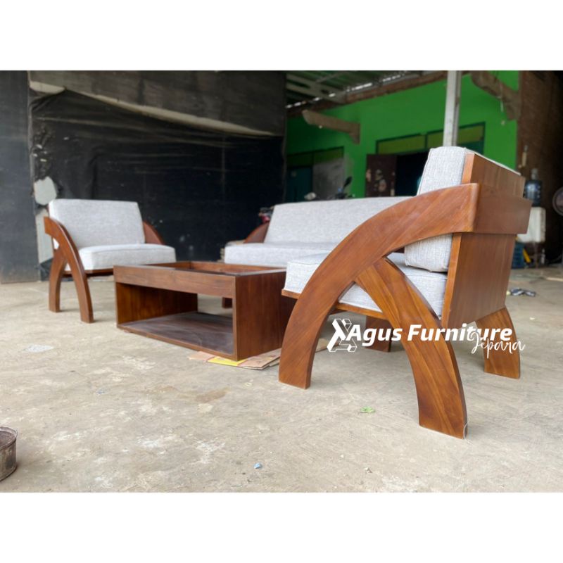 SET KURSI TAMU JENGKI KLASIK KAYU JATI REALPICT