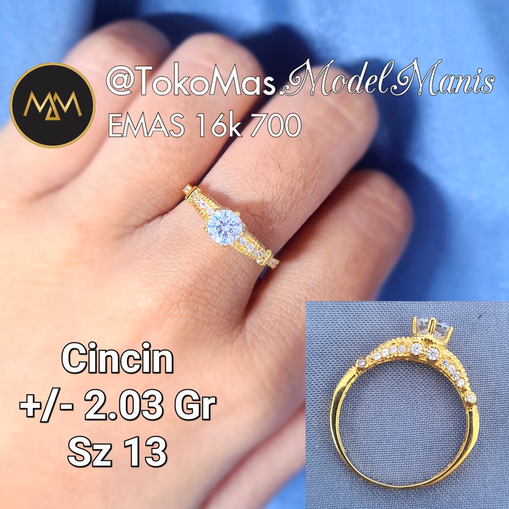 Cincin Solitaire emas kuning 700 kadar 16k