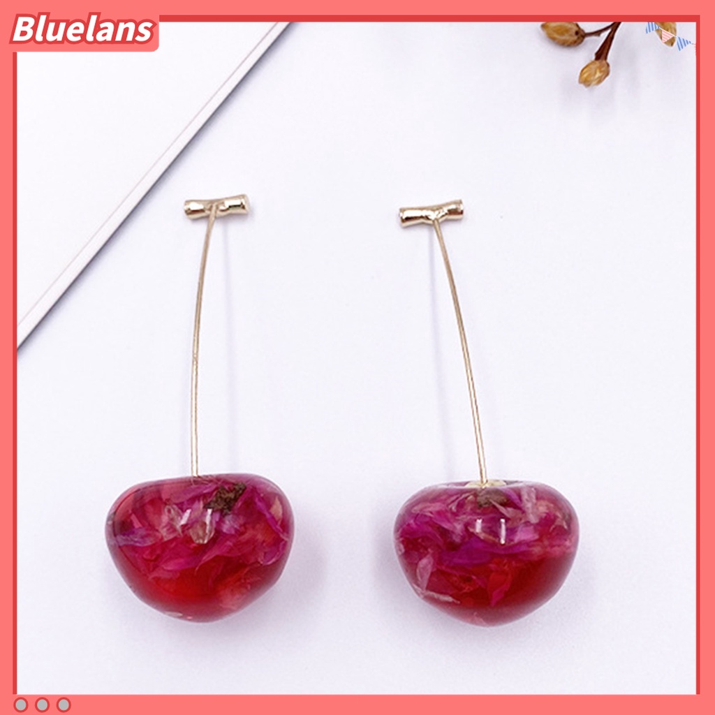 1 Pasang Anting Stud Desain Buah Ceri Untuk Aksesoris Wanita