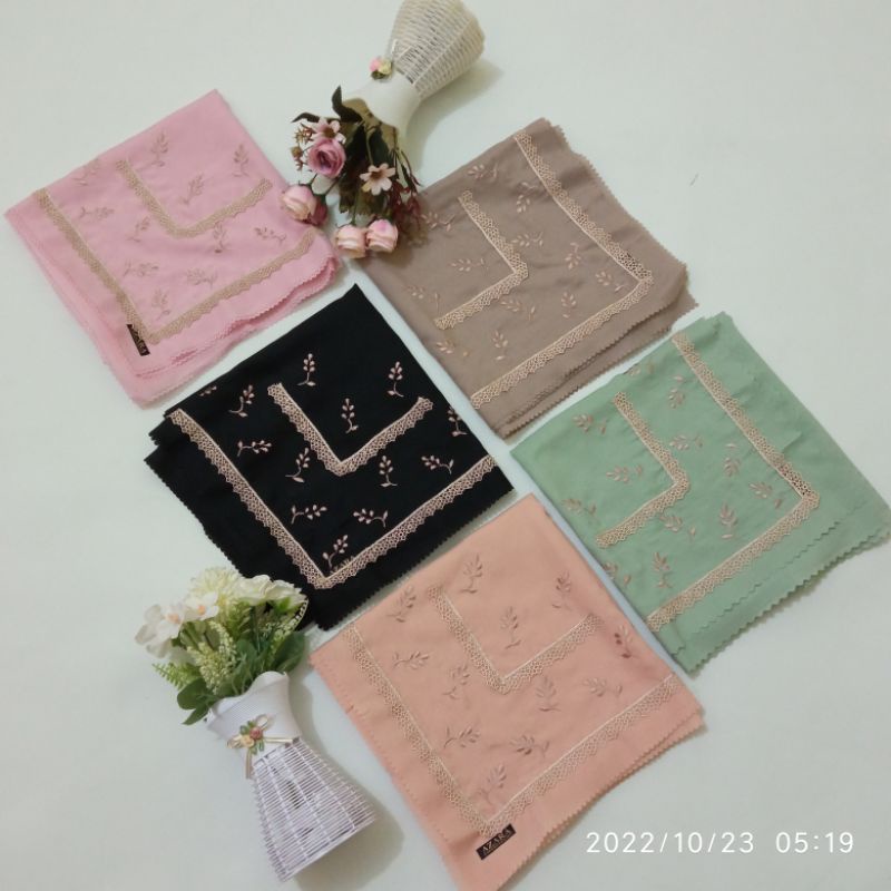 hijab segi empat bordir premium Azara lsrcut