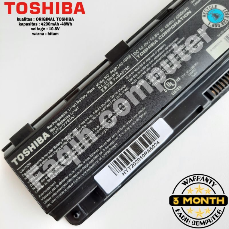 Baterai Toshiba Satellite C800 C800D C840 C840D C845 C870 PA5024U-1BRS