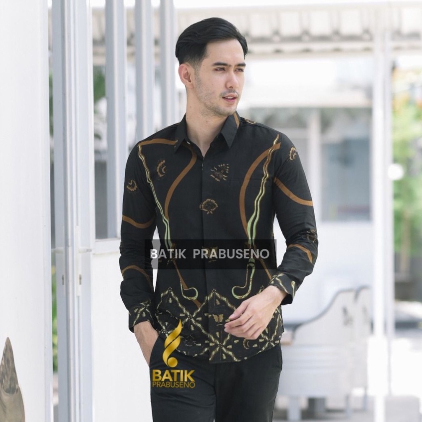 KARYAKRISTA HEM KANTOR BATIK PRIA PRABUSENO 100% ORIGINAL BAJU MODERN LENGAN PANJANG SLIMFIT KATUN P