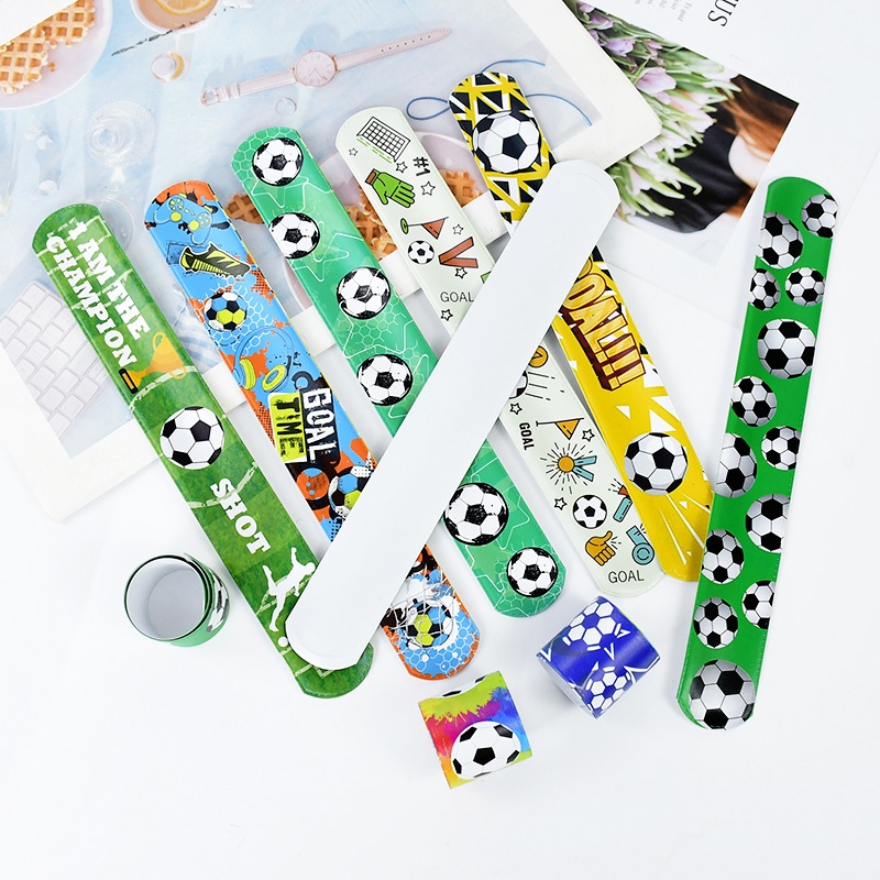 5Pcs Football Clap Bracelets World Game Soccer Theme Slap Circle Kids Children Party Snapping Ring Toy