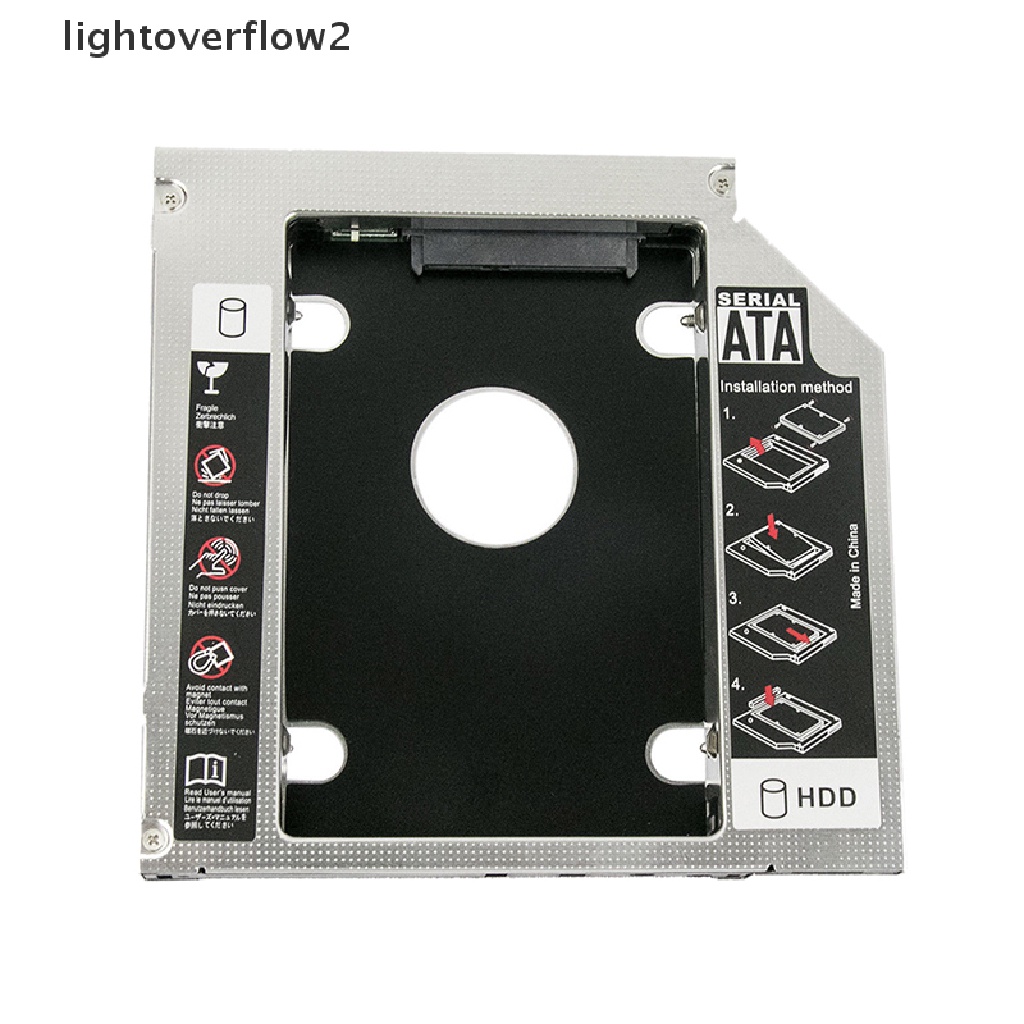 (lightoverflow2) Caddy Hardisk HDD SSD SATA 2nd 12.7mm Untuk CD / DVD-ROM Optical Bay US