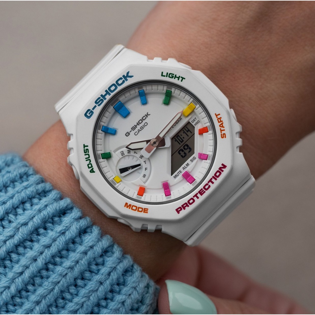 G-Shock Casioak IFL Ga-2100 GA 2100 Customize Jelly Rainbow Rastafarian Dial Skeleton AP Rubber Stainless