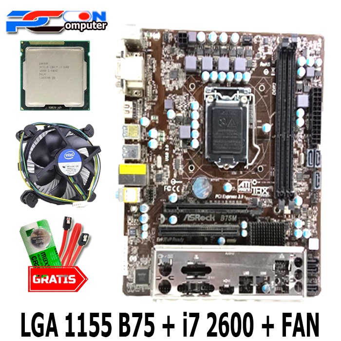 Paket MOBO Mainboard Motherboard LGA 1155 B75 Asrock