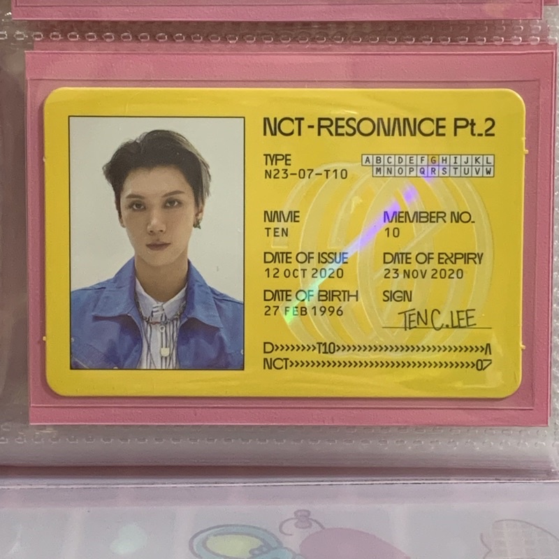 OFFICIAL ID CARD RESONANCE 2020 PT.2 TEN WAYV NCT