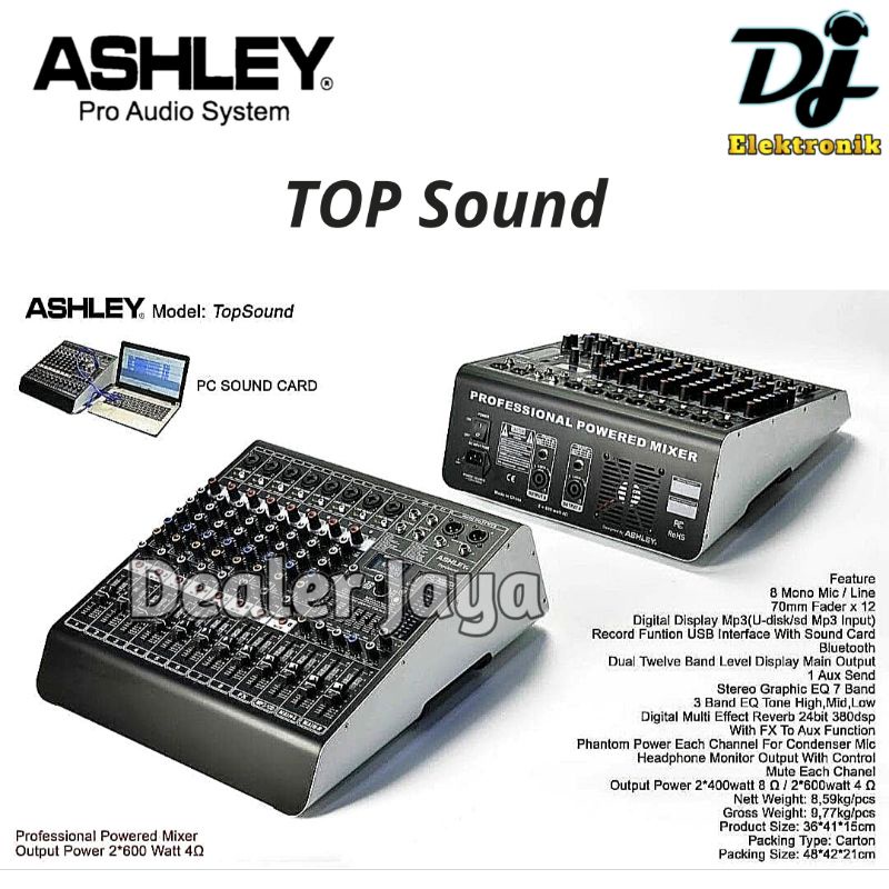 Power Mixer Ashley TOP SOUND / TOPSOUND - 8 channel