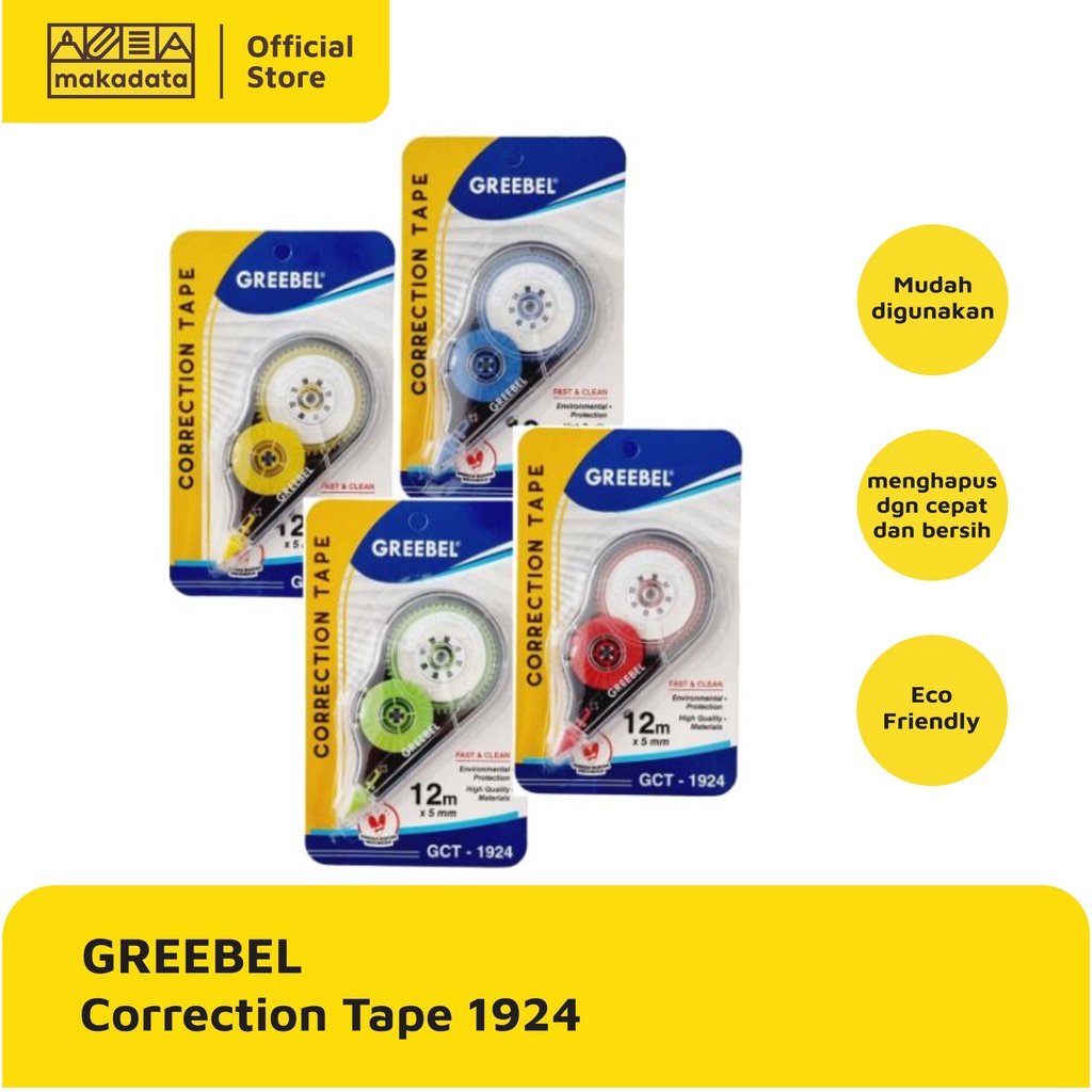 

STIPO KERTAS / TIP-EX / CORRECTION TAPE GREEBEL 1924 (1 PCS) MURAH
