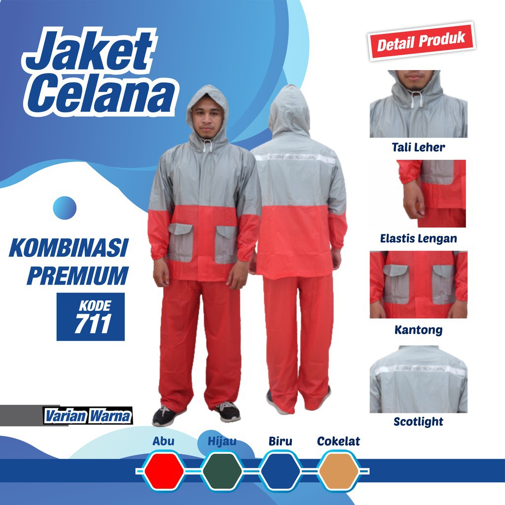 IDOLMART Jas Hujan Jaket Celana Kombinasi PREMIUM PLEVIA 711 Surabaya