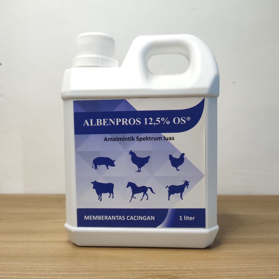 ALBENPROS 12.5% 1 Liter - Obat Cacing Sapi - Obat Cacing kambing - Obat Cacing Domba Dan Unggas Rasa Blubery - like Flukicide Kalbazen C