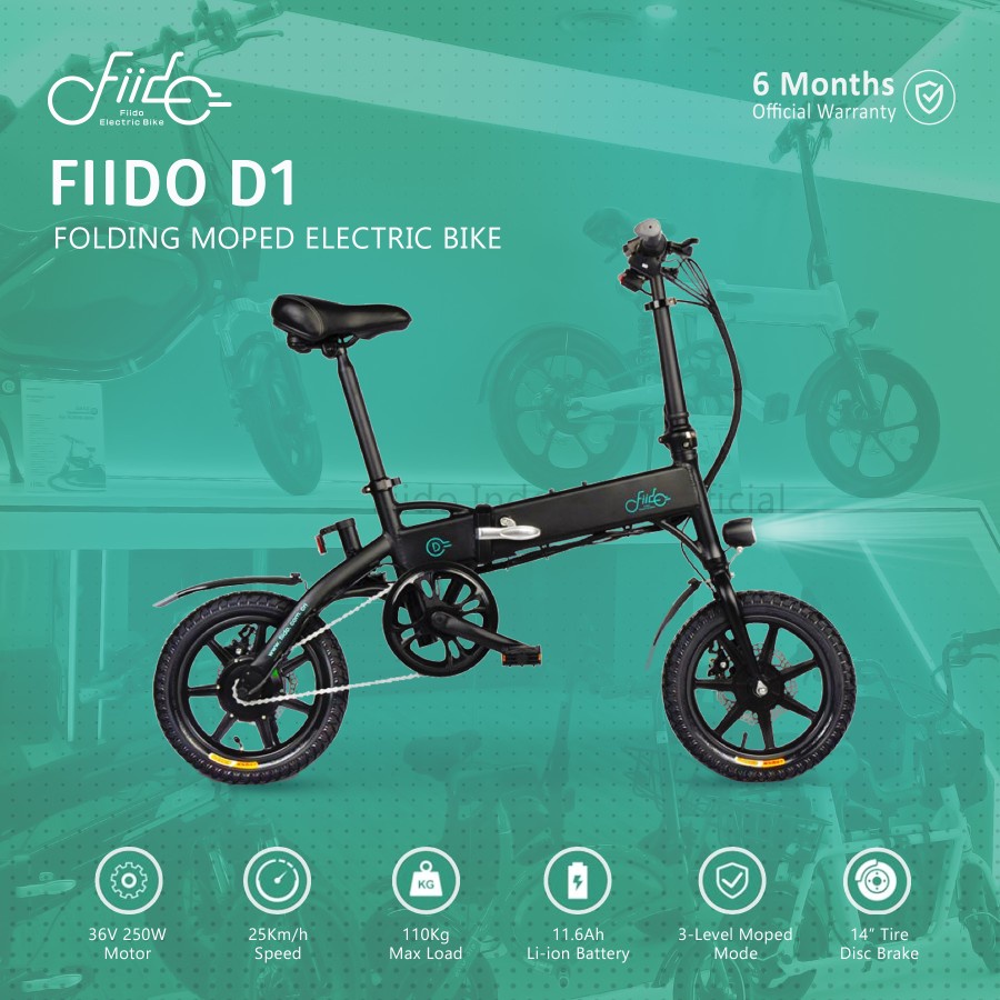 FIIDO D1 Foldable e-BIKE Hybrid Smart Bicycle 11.6AH - Sepeda Listrik