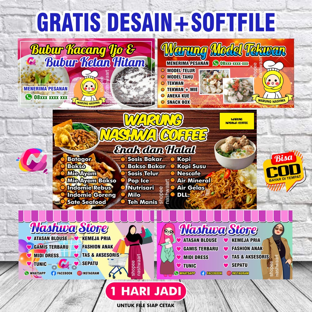 BANNER SPANDUK OLSHOP ONLINE SHOP WARUNG TOKO KONTER PULSA WEDDING WISUDA MURAH CUSTOM BISA FREE REQ