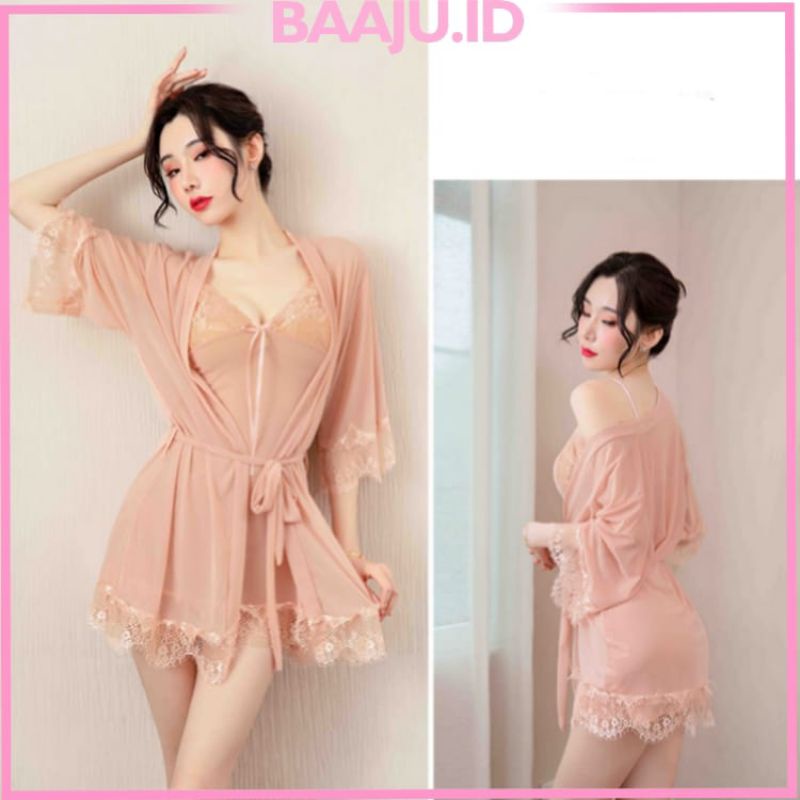 BAAJU.ID - SET LINGERIE KIMONO - LINGERIE SEXY - LINGERIE PREMIUM - NIGHT DRESS - GAUN MALAM