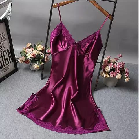 BAJU TIDUR SEXY LINGERIE SEXY BAHAN SATIN LEMBUT BAJU MEMPESONA CANTIK PILIH WARNA