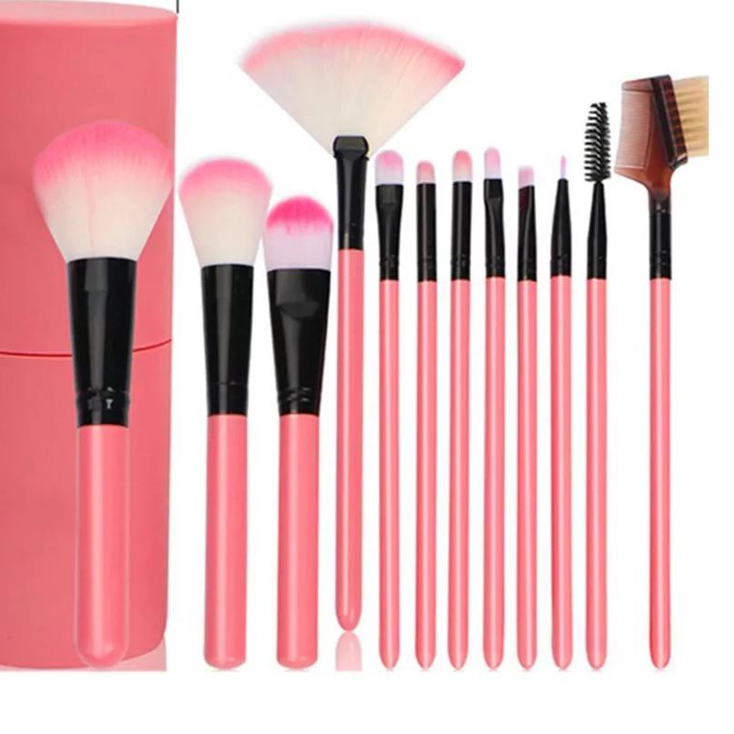 Kuas Rias Make Up 12 Pcs Kuas Make Up Foundation Brush Free Tabung Love Brush Set Tube