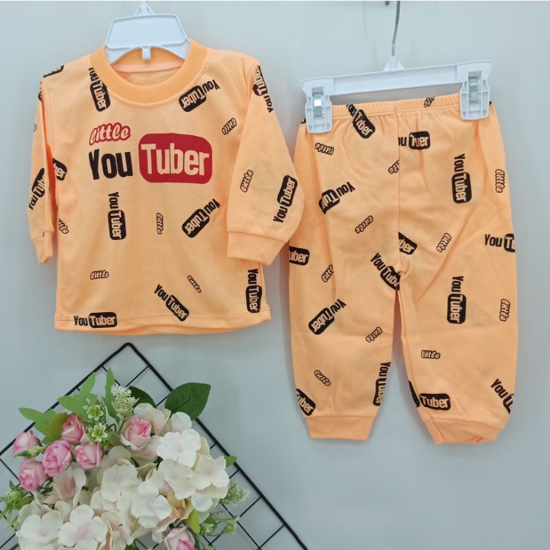 Setelan Piyama Bayi Size 0-12bulan Gambar Youtuber / Pakaian Bayi / Setelan Bayi / Baju Bayi